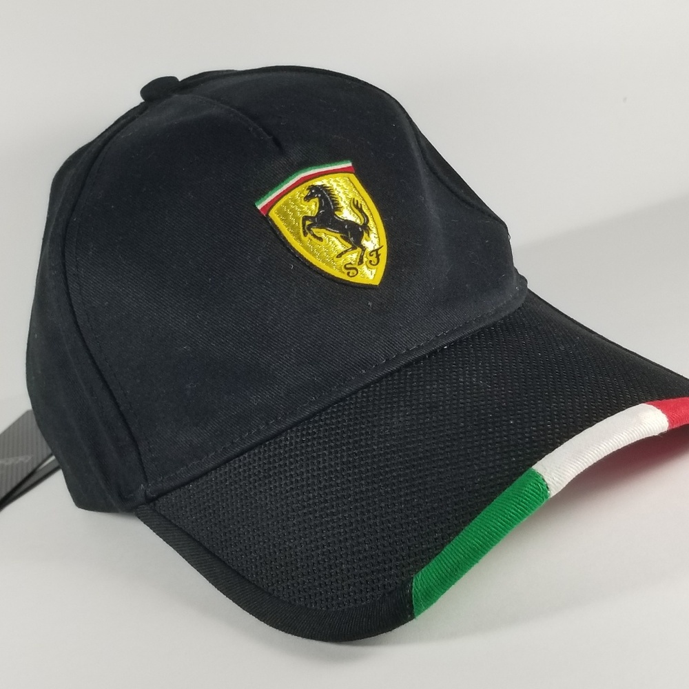 Ferarri Logo Black Ball Cap Hat NWT Licensed Itali